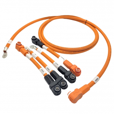 High-voltage battery charging cable with connector