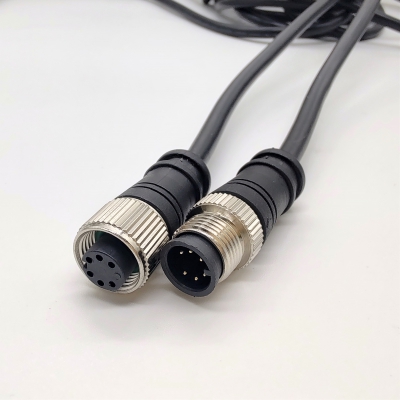 M12 A code 6pins male female plug with cable 1m 2m 3m or custom length